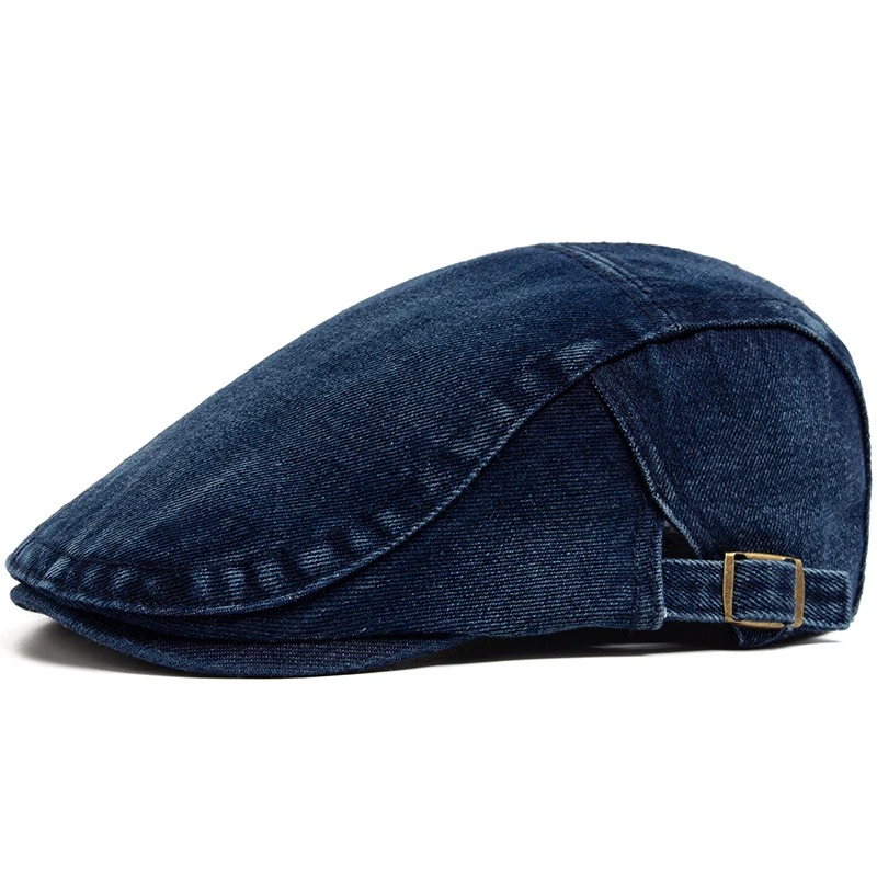 Vintage Fashion Nz - 調節可能なデニムコットンベレー帽ヴィンテージニュースボーイキャップ春秋カジュアルバイザーファッションフラットハット男性と女性用