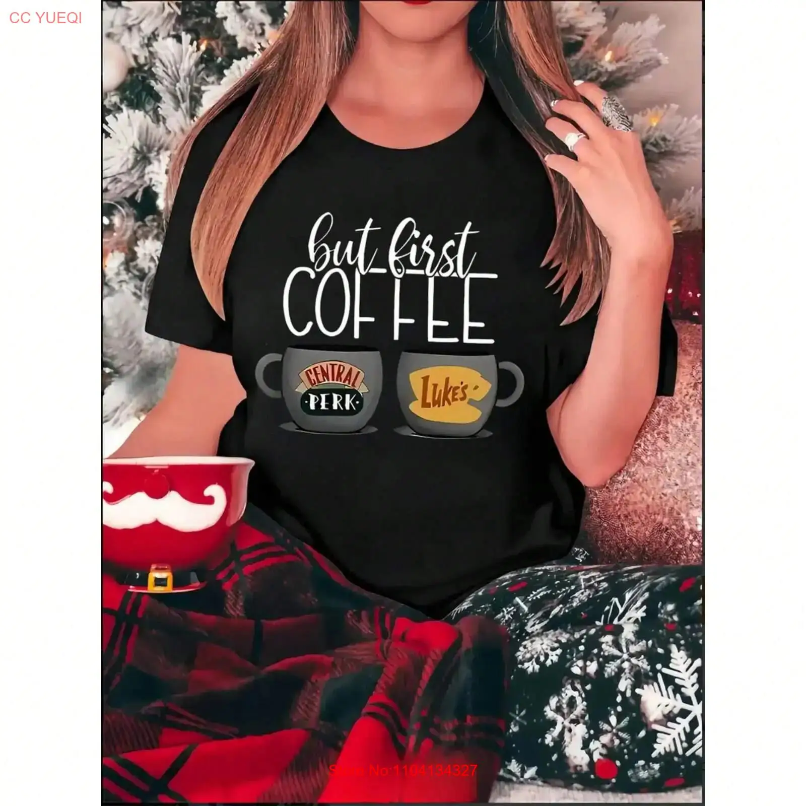 Vintage Fashion Patterns - クリエイティブなコーヒーカップ文字柄プリント入りレディースファッションTシャツ、ヴィンテージ風ウォッシュ加工、柔らかく多用途なグラフィックストリートウェアファッション