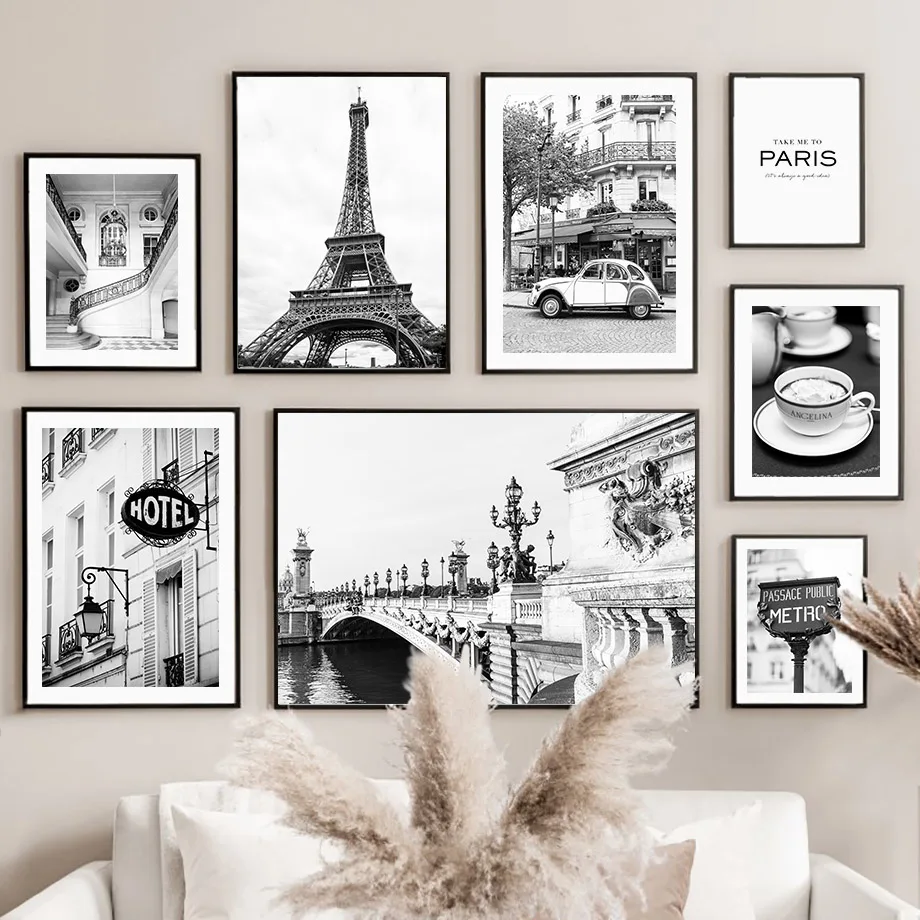 Vintage Fashion Wall Art - ウォールアートキャンバス絵画 黒白パリタオルカフェストア ヴィンテージカー北欧ポスターとプリント 壁掛け絵画 リビングルームデコレーション