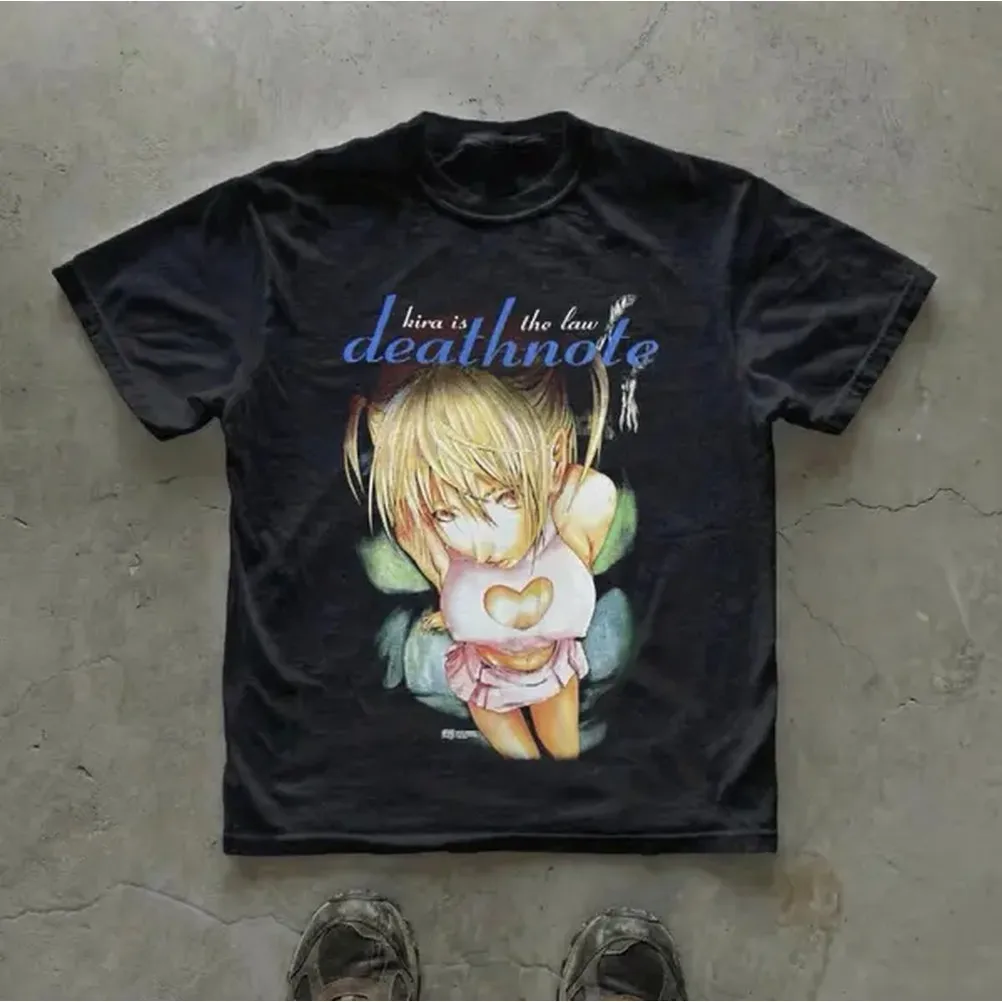 Vintage Fashion Ai - Misa Is The Law Tシャツ、デスノートアニメTシャツ、ギフトシャツ、ユニセックスヴィンテージグラフィックTシャツ、ゴシックグランジY2kエモシーンアミティアフィクションスタイル服、男性女性ストリートウェア