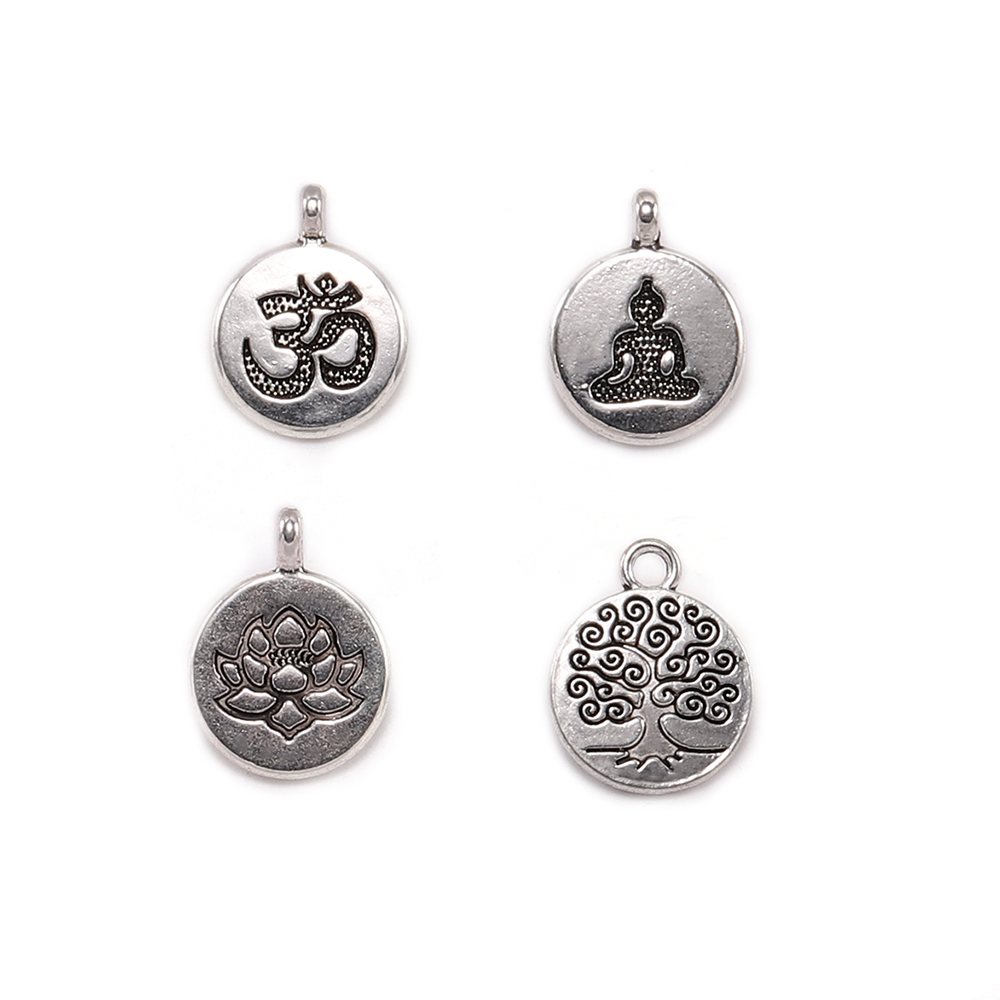 Vintage Fashion Nz - ジュエリー作りのためのアンティークチャーム,DIYペンダント,ブレスレットアクセサリー,ヨガ,om,buddha,lotus,ピース/ロット