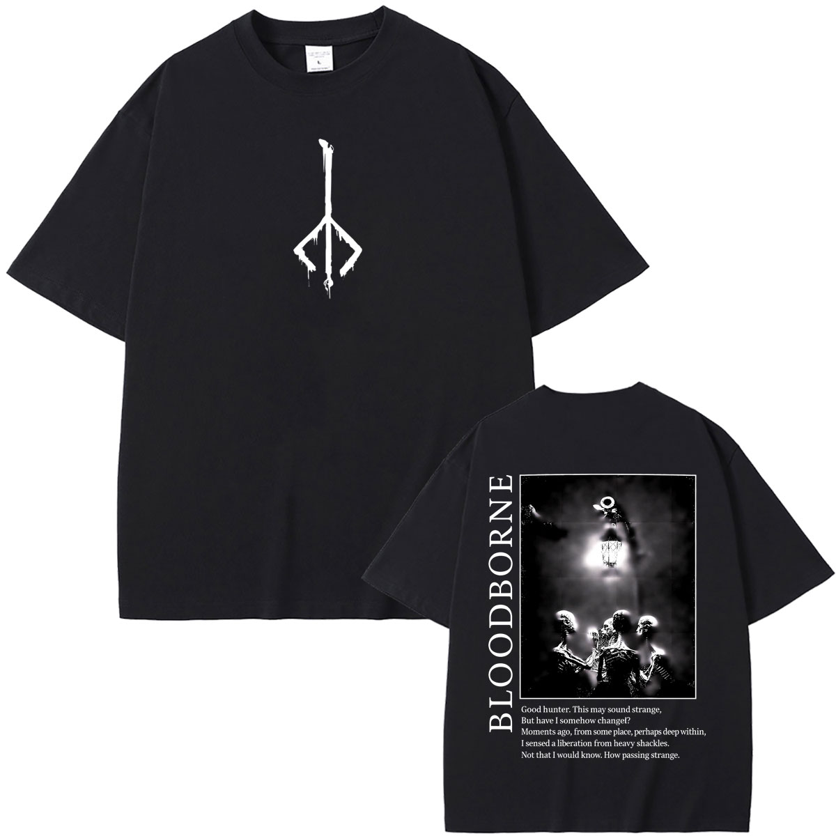 Vintage Fashion Game - ゲーム Bloodborne Tシャツ夏男性女性ヴィンテージゴシックロックストリート男性カジュアルソフトコットン Tシャツユニセックスファッション Tシャツ