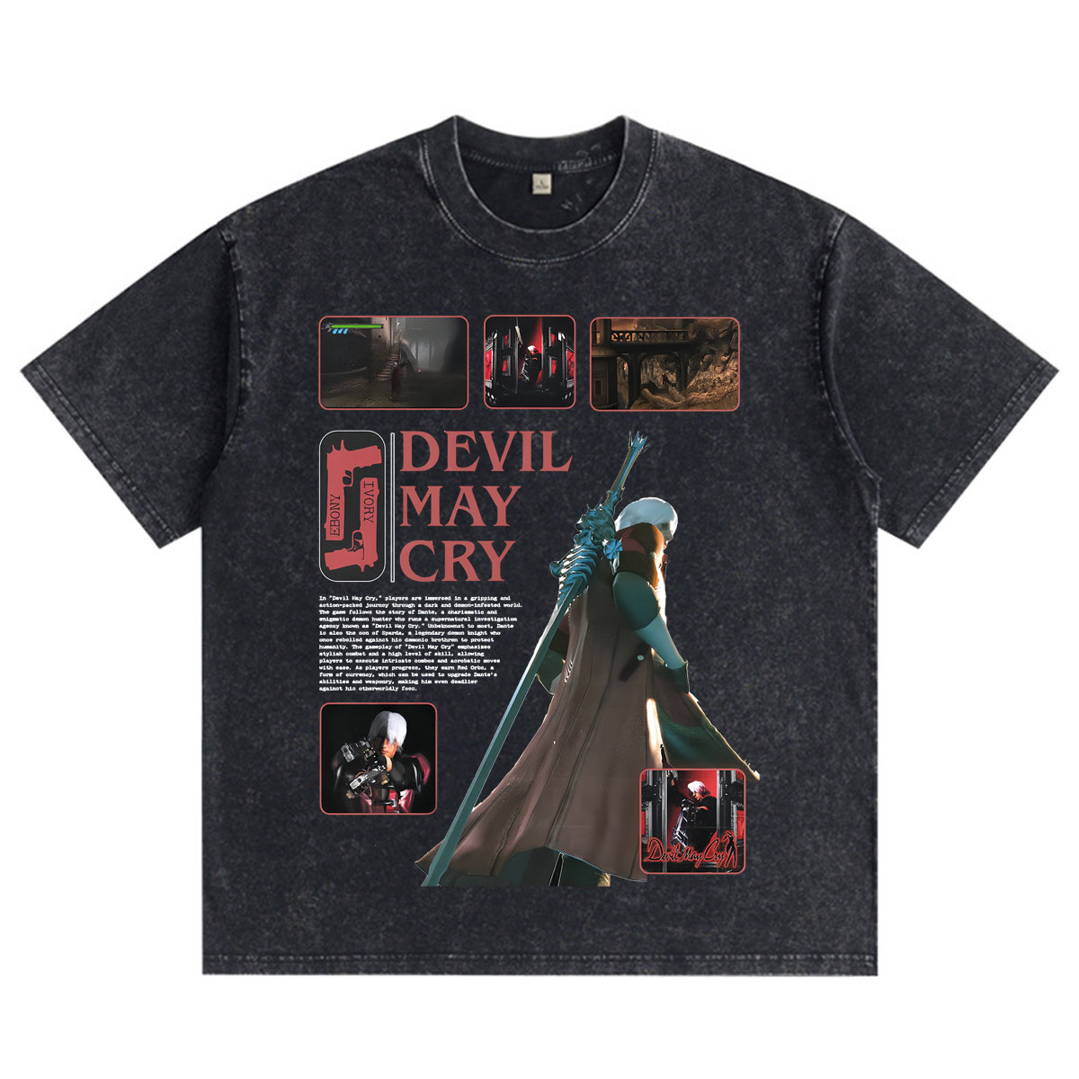 Vintage Fashion Game - デビル・メイ・クライ ダンテ ウォッシュド ヴィンテージ Tシャツ メンズ