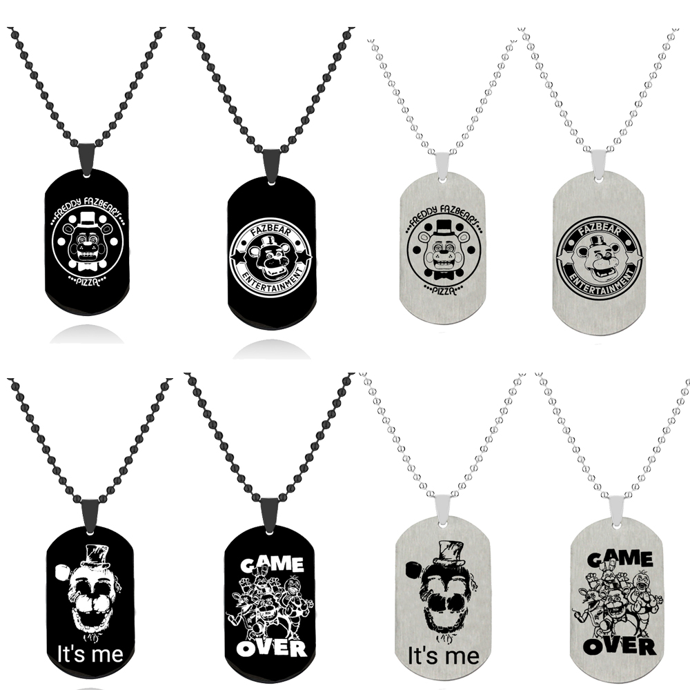 Vintage Fashion Tags - 犬のタグ,アニメゲーム,フレディ,フォクシー,ボニー,動物の人形のフィギュアが付いたステンレス鋼のネックレス