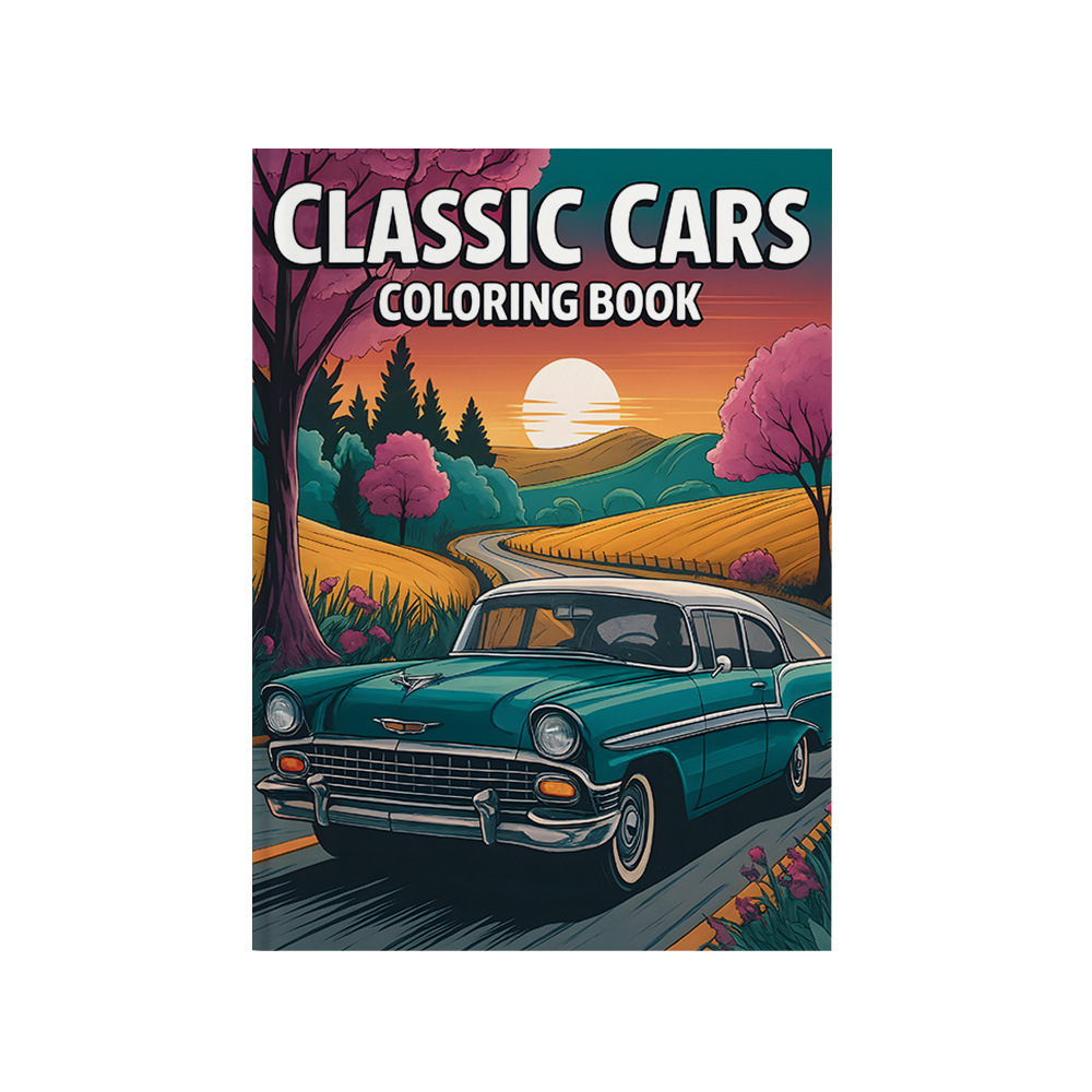 Vintage Fashion Coloring Book - クラシックカーの塗り絵ブック ヴィンテージレトロ古い自動車の図面ページ 車愛好家の大人へのギフト