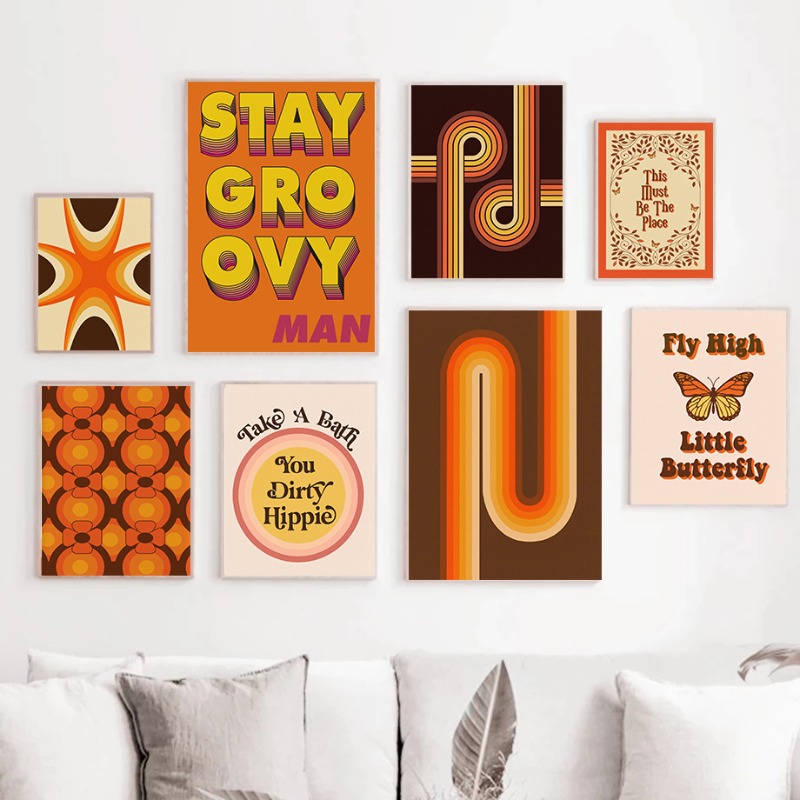 Vintage Fashion Wall Art - レトロ70年代ヒッピーアートプリント ヴィンテージフラワーブーケ ジークレー壁飾り お風呂に入る あなたは汚いヒッピー 面白い引用句ポスター