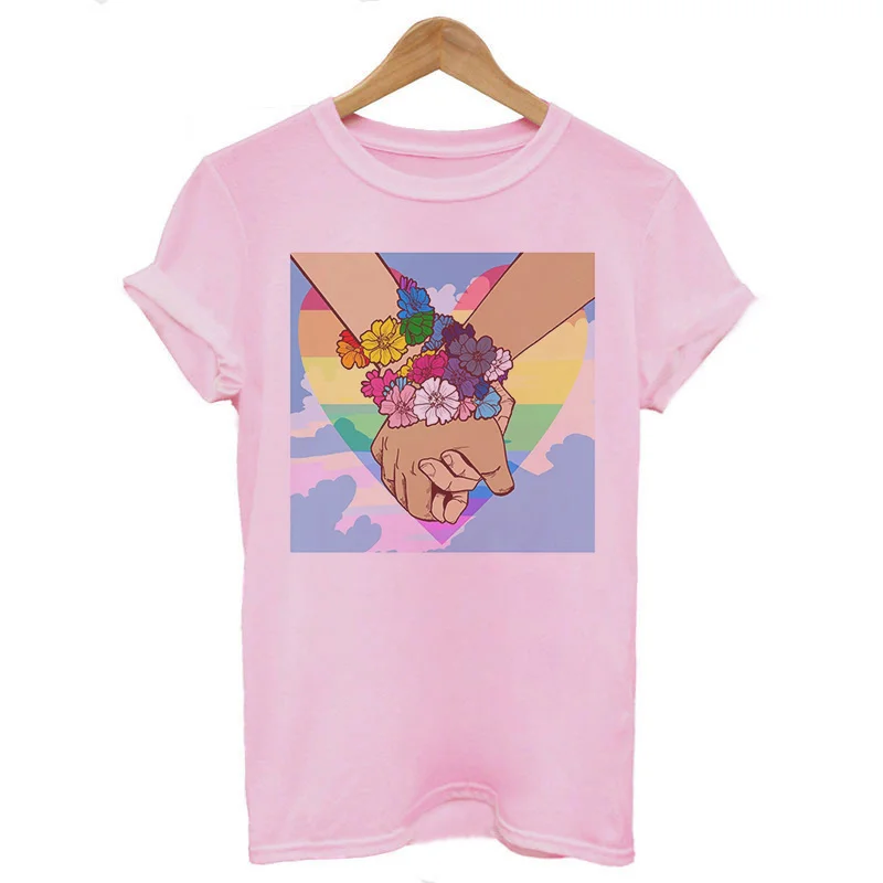 女性用Tシャツ,ピンク,ファッショナブル,原宿,愛,虹,ヴィ - Vintage Fashion Vogue のレビューと価格
