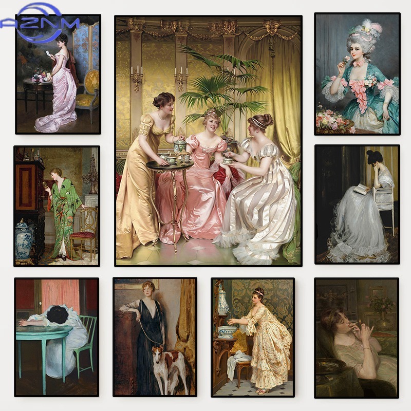 ルネッサンス女性ポートレートポスターヴィンテージビクトリア朝 - Vintage Fashion Wall Art のレビューと価格