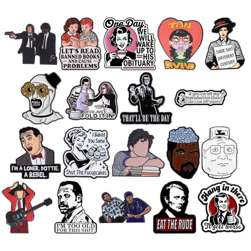 テレビ映画キャラクターエナメルピン、面白い皮肉な引用句入りブ - Vintage Fashion Quotes のレビューと価格