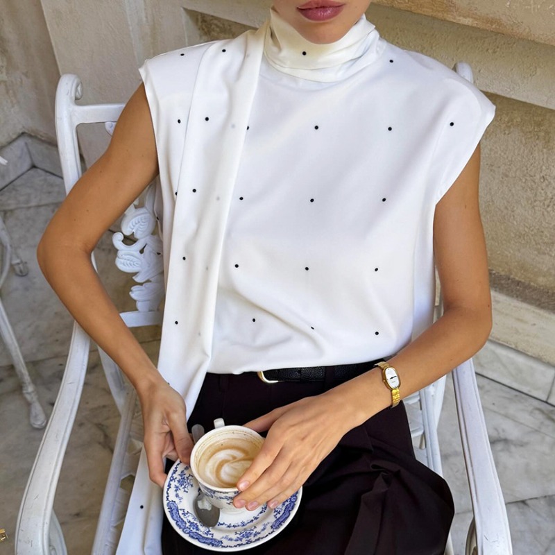 女性 2026 春夏新作ホット販売ポルカドットハイネックノー - Vintage Fashion Vogue のレビューと価格