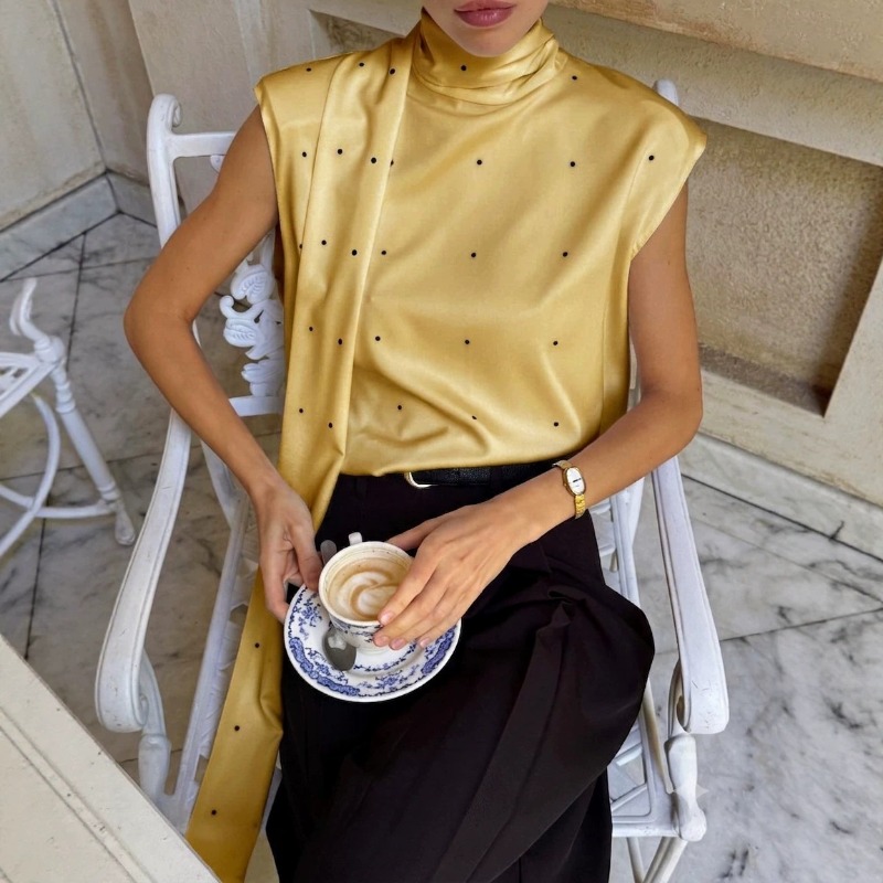 女性 2026 春夏新作ホット販売ポルカドットハイネックノー - Vintage Fashion Vogue のレビューと価格