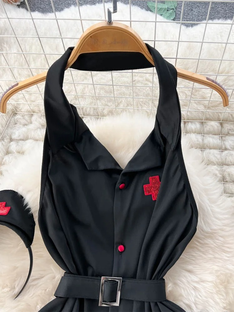 エロティックファッションセクシーなホルターランジェリードレス - Vintage Fashion Aesthetic のレビューと価格
