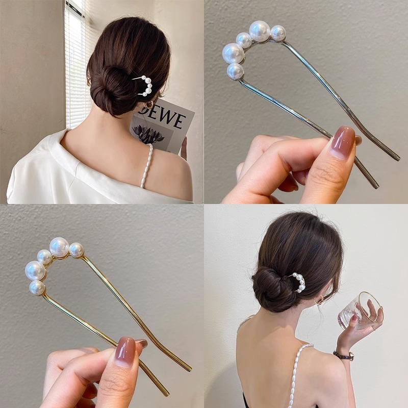 新しいメタルヴィンテージU字型ヘアピンパールヘアスティックロ - Vintage Fashion Ai のレビューと価格