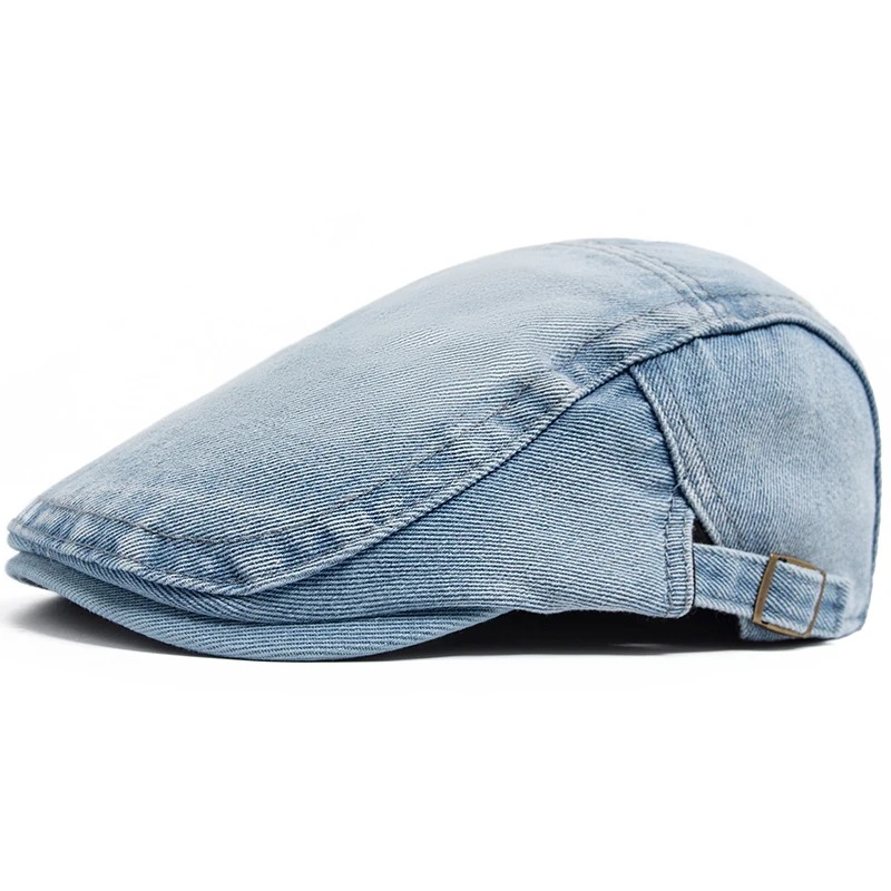 調節可能なデニムコットンベレー帽ヴィンテージニュースボーイキ - Vintage Fashion Nz のレビューと価格