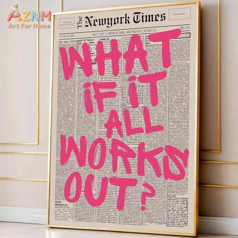 AZNM ヴィンテージ新聞背景キャンバスプリント すべてうま - Vintage Fashion Wall Art のレビューと価格