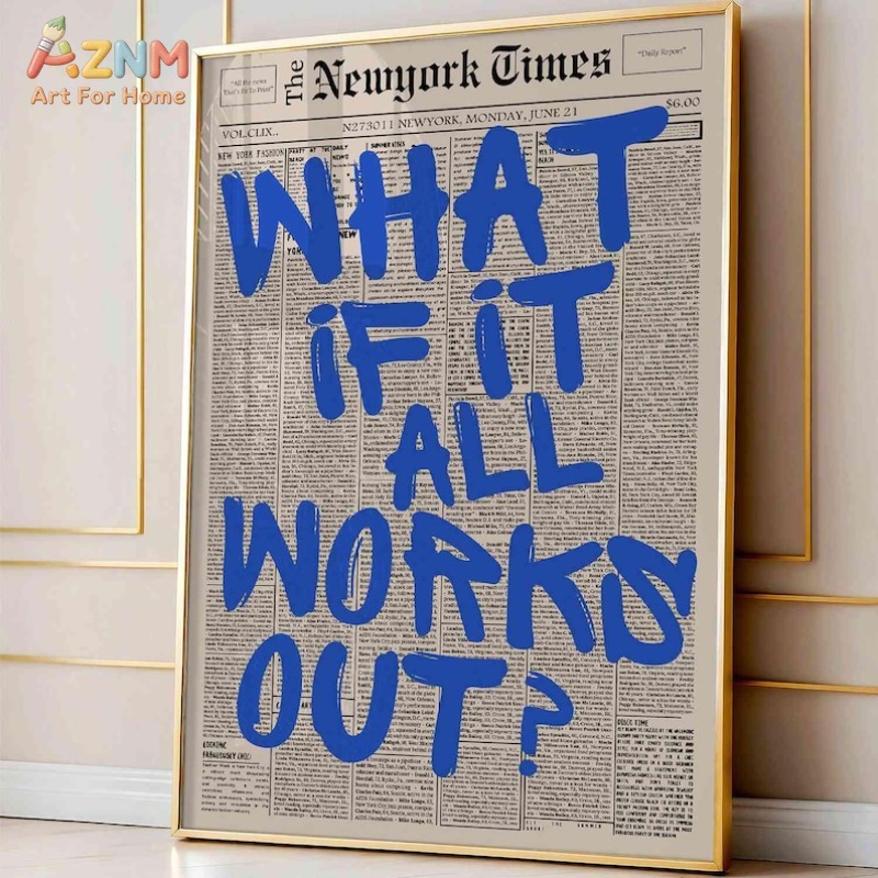 AZNM ヴィンテージ新聞背景キャンバスプリント すべてうま - Vintage Fashion Wall Art のレビューと価格