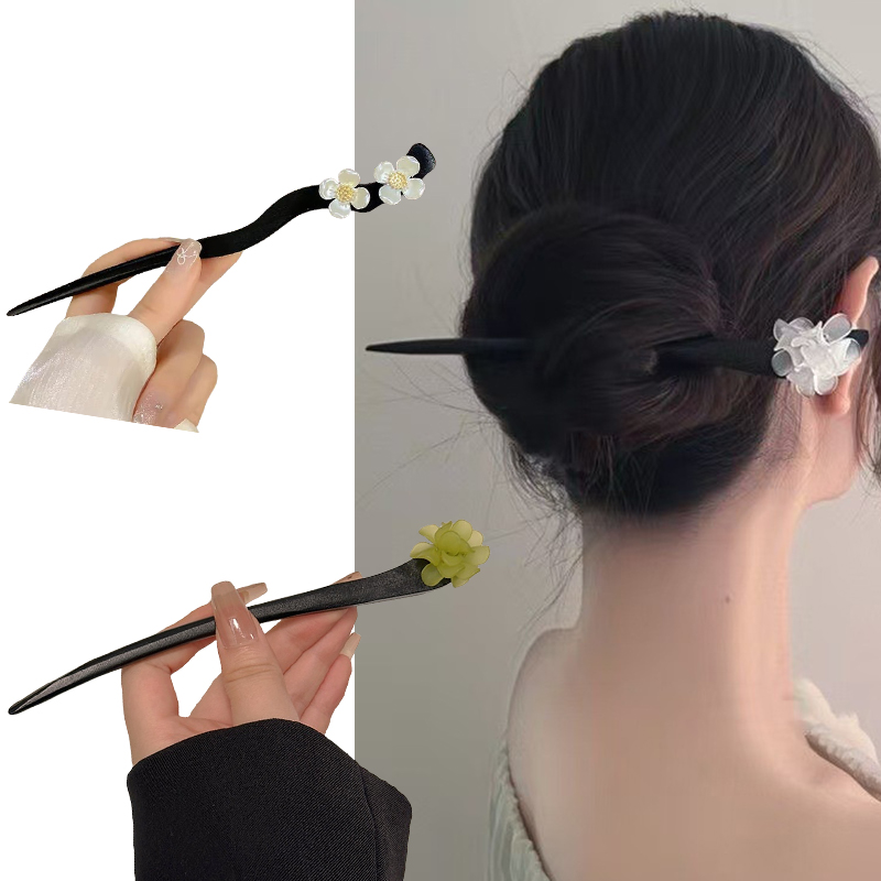ヴィンテージ中国風の木製花ヘアスティックパールヘアピンジュエ - Vintage Fashion Ai のレビューと価格