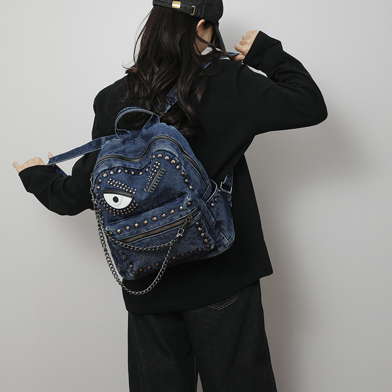 ヴィンテージデニムリベットバックパック女性パンクアイパターン - Vintage Fashion Patterns のレビューと価格
