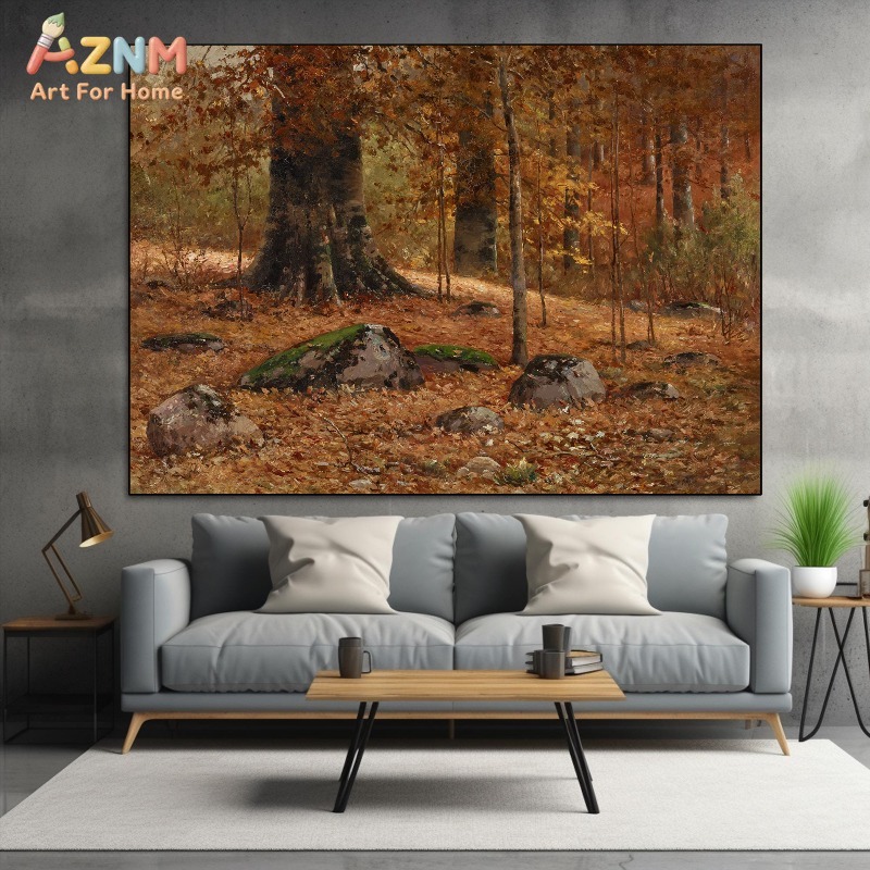 AZNM ヴィンテージ秋の森の風景キャンバスウォールアート、 - Vintage Fashion Wall Art のレビューと価格