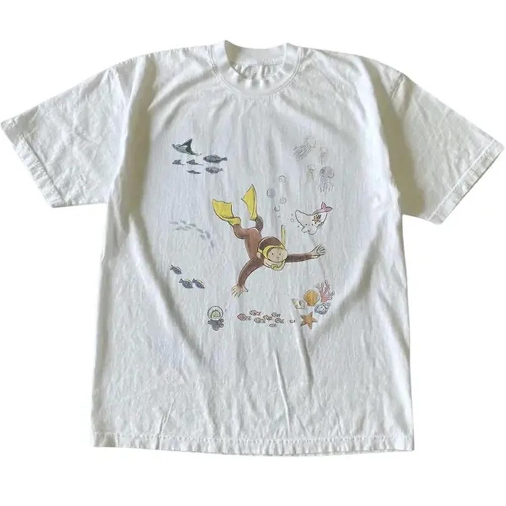 キュリアス・ジョージ水中Tシャツ、アニマルTシャツ、漫画Tシ - Vintage Fashion Ai のレビューと価格
