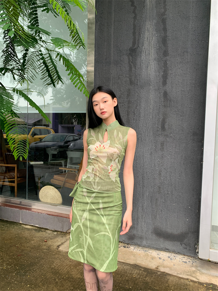 Cheerart-女性用のヴィンテージグリーンフローラルトッ - Vintage Fashion Ai のレビューと価格