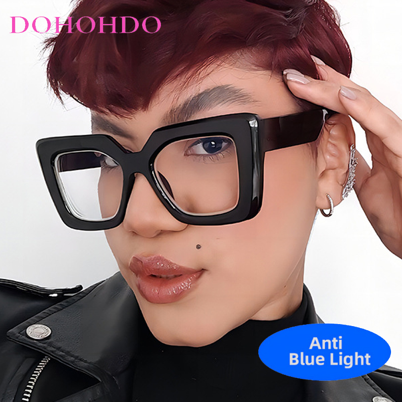 新しいファッションスクエアブルーライトブロックメガネ女性クラ - Vintage Fashion Game のレビューと価格
