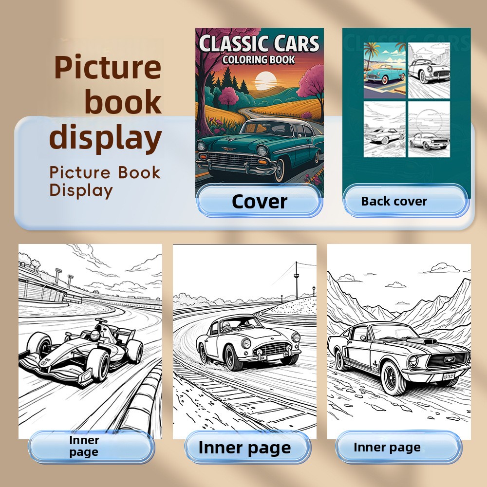クラシックカーの塗り絵ブック ヴィンテージレトロ古い自動車の - Vintage Fashion Coloring Book のレビューと価格