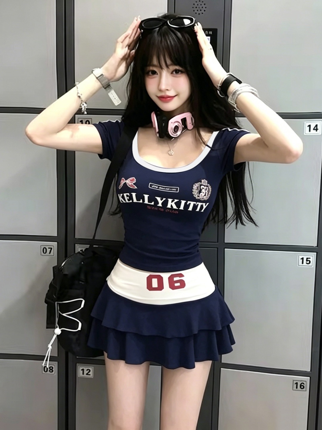 アメリカンレトロホットガールレタープリント鎖骨露出スリム半袖 - Vintage Fashion Show のレビューと価格