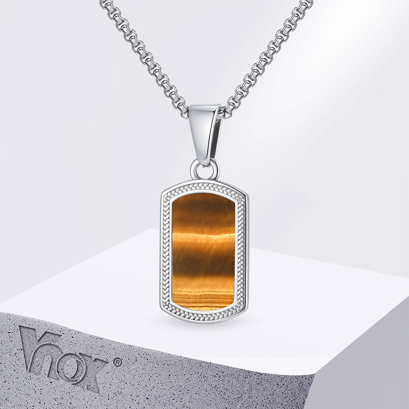 Vnox ステンレススチール タイガーアイストーン ペンダン - Vintage Fashion Tags のレビューと価格