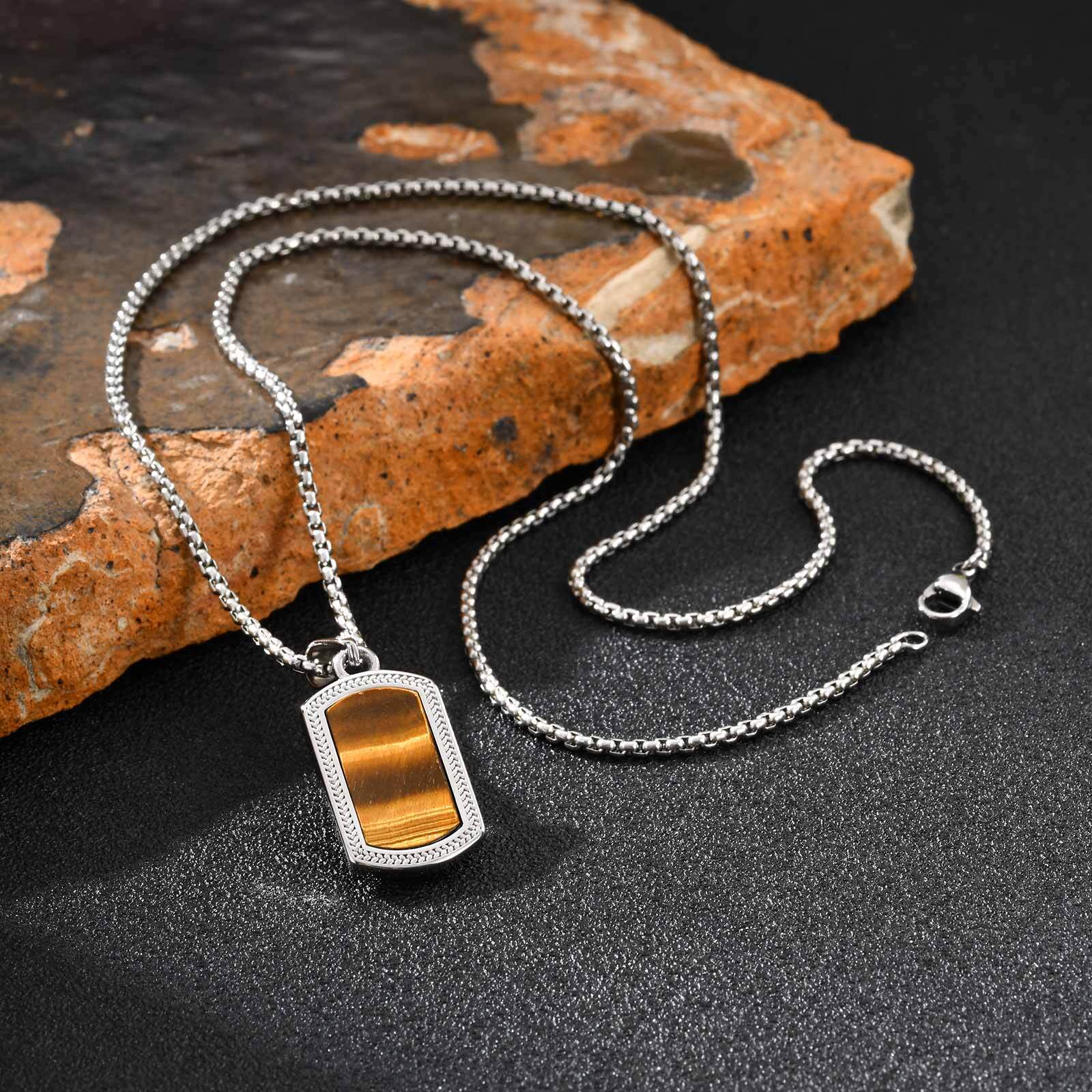 Vnox ステンレススチール タイガーアイストーン ペンダン - Vintage Fashion Tags のレビューと価格